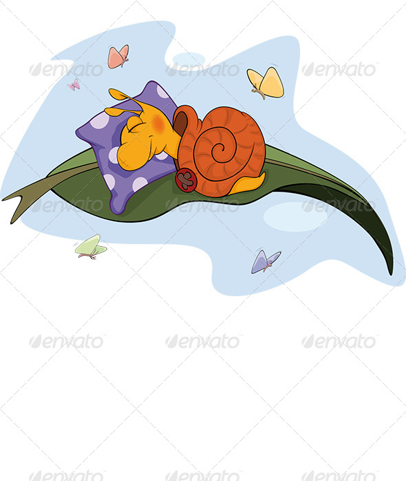 Sleeping Snail Cartoon GraphicRiver